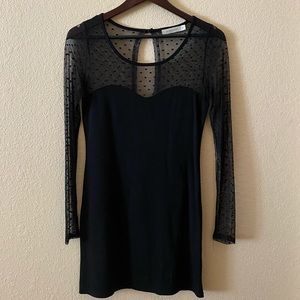 MINKPINK Black Dress with Mesh Polka Dot Top Med